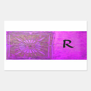 MORNING STAR MONOGRAM ,pink violet,purple Rectangular Sticker