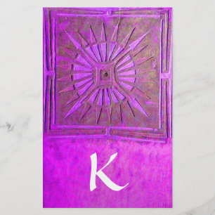 MORNING STAR MONOGRAM ,violet  purple white Stationery