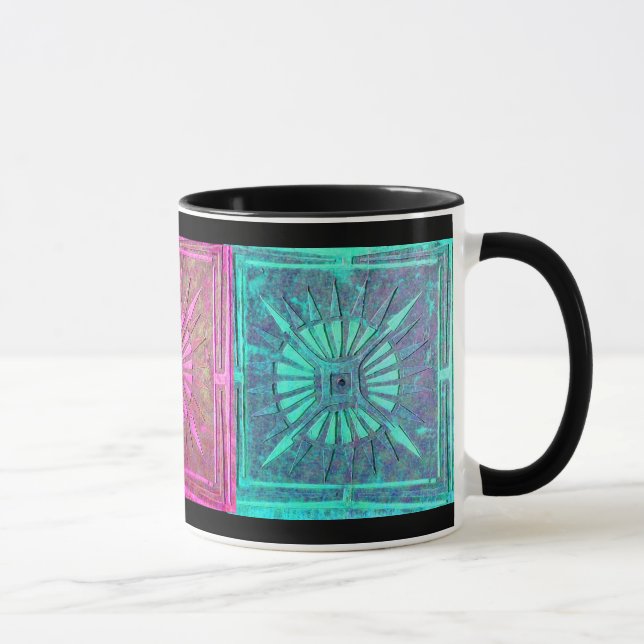 MORNING STAR.pink,aqua blue,teal,black Mug (Right)