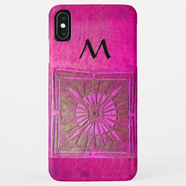 MORNING STAR, Pink,Fuchsia Black Monogram Case-Mate iPhone Case (Back)