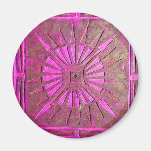 MORNING STAR Pink,Fuchsia Black, Monogram Magnet