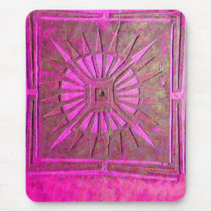MORNING STAR Pink,Fuchsia Black, Monogram Mouse Mat
