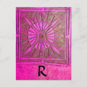 MORNING STAR Pink,Fuchsia Black, Monogram Postcard