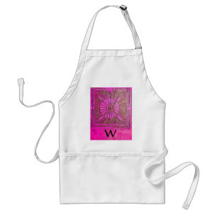 MORNING STAR Pink,Fuchsia Black, Monogram Standard Apron