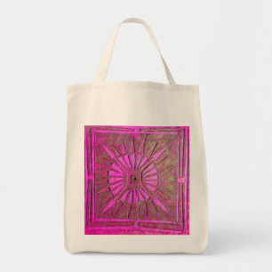 MORNING STAR Pink,Fuchsia Black, Monogram Tote Bag