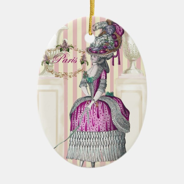 Morning stroll down the Champs-Élysées Ceramic Tree Decoration (Front)