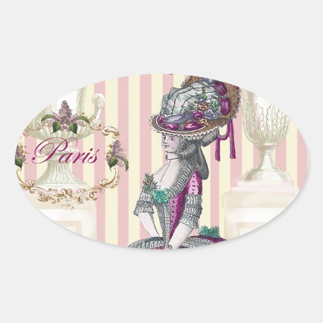 Morning stroll down the Champs-Élysées Oval Sticker (Front)