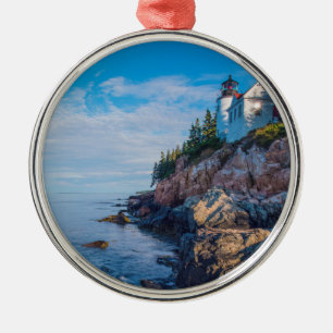 Morning Sun At Bass Harbour Lighthouse Metal Tree Decoration