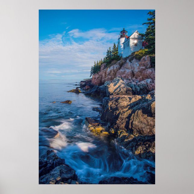 Morning Sun At Bass Harbour Lighthouse Poster (Front)