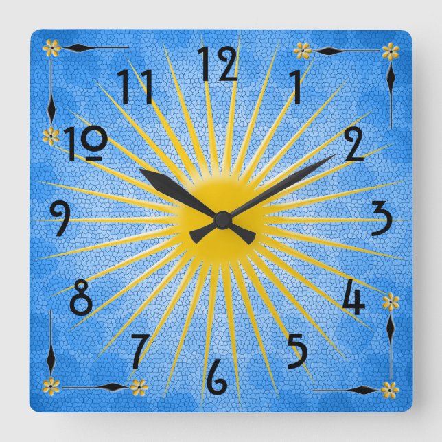 Morning Sun Square Wall Clock (Front)