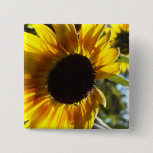 Morning Sunflower Customizable 15 Cm Square Badge