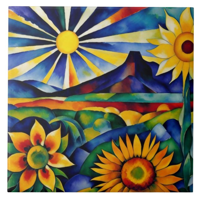 Morning Sunflowers Tile (Front)