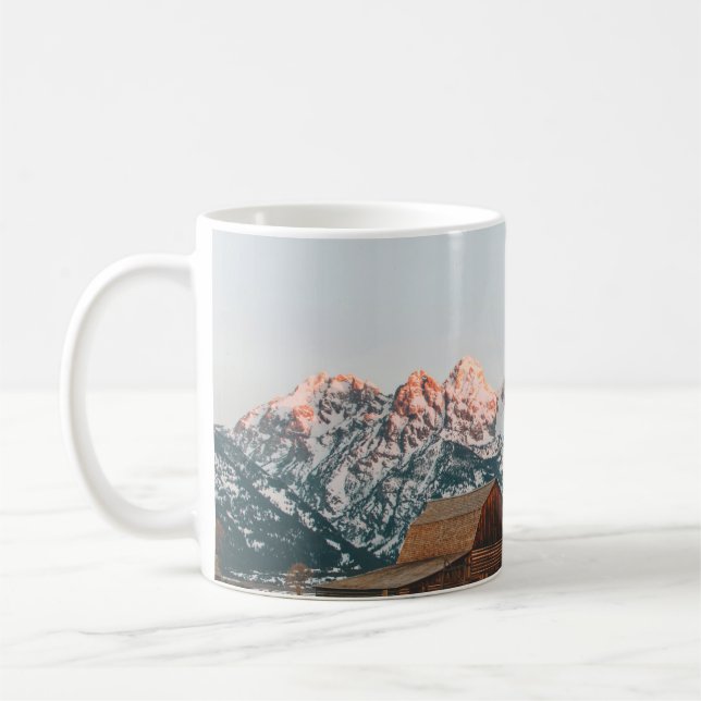 Morning Sunrise Cabin at Grand Teton National Park Coffee Mug (Left)