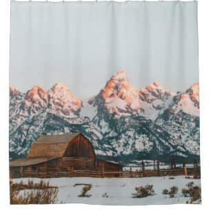 Morning Sunrise Cabin at Grand Teton National Park Shower Curtain