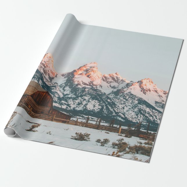 Morning Sunrise Cabin at Grand Teton National Park Wrapping Paper (Unrolled)