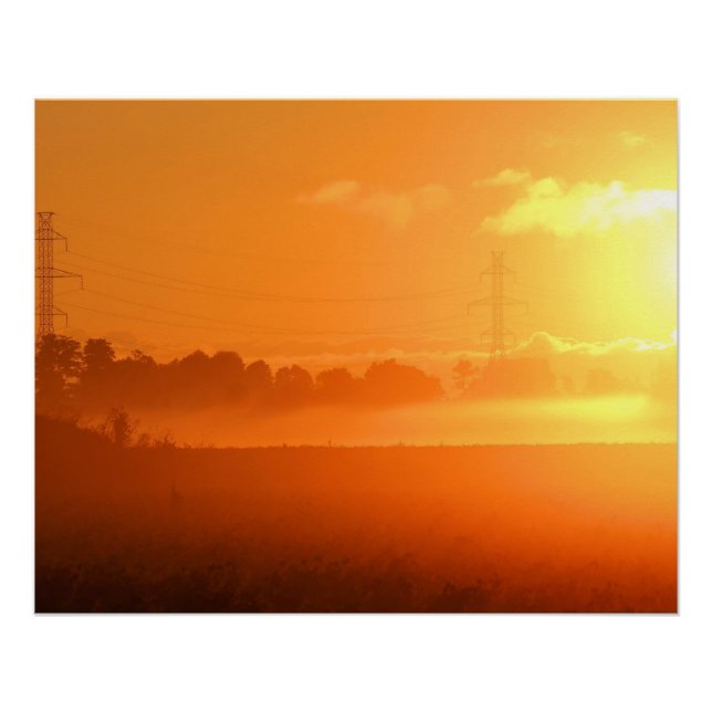 Morning Sunrise with Fog Poster (Front)