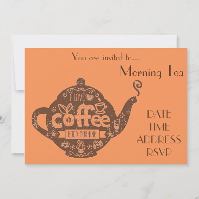 Morning Tea coffee date cafe party Invitation (Front)