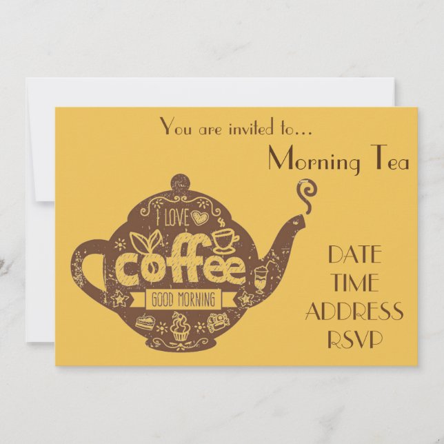 Morning Tea retro coffee date cafe party Invitation (Front)