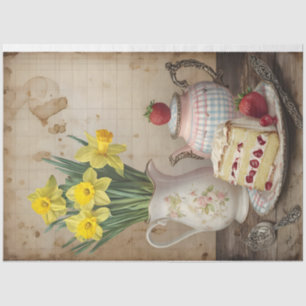 Morning Tea with Daffodils Decoupage Tissue Paper