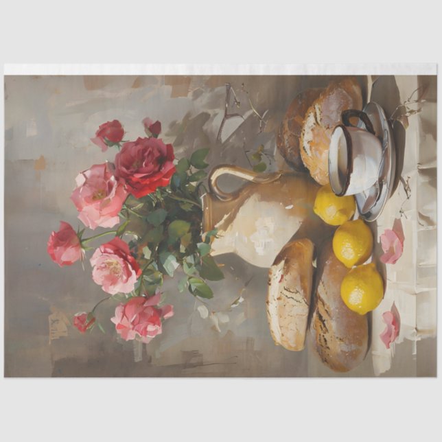 Morning Tea With Roses Decoupage Tissue Paper (Front)