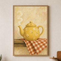 Morning Teapot Watercolour Cottagecore Art Poster