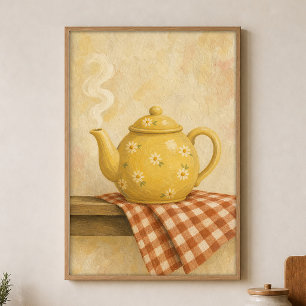 Morning Teapot Watercolour Cottagecore Art Poster