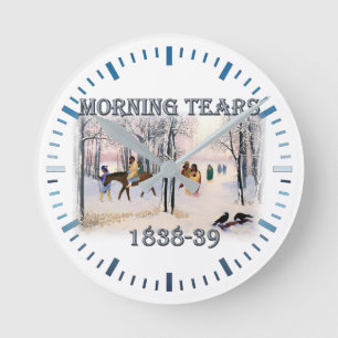 Morning Tears depicts the Cherokee Trail of Tears Round Clock