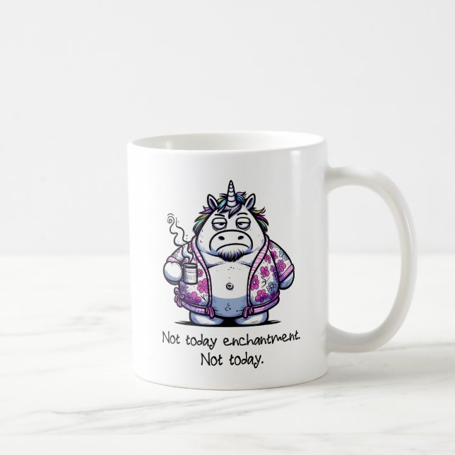 Morning Unicorn Drinking Coffee in a Bathrobe Mug (Right)