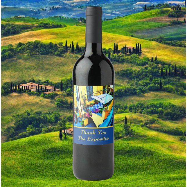 Morning View from a Cinque Terre Balcony Thank You Wine Label (Creator Uploaded)