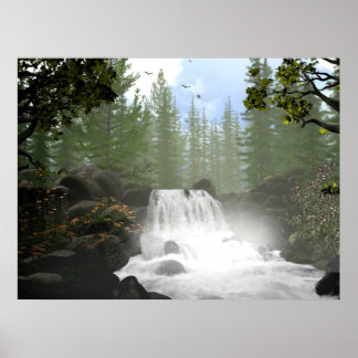 Morning Waterfall Poster