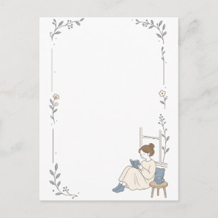 Morning Window Reader Minimal Quiet Brown Postcard