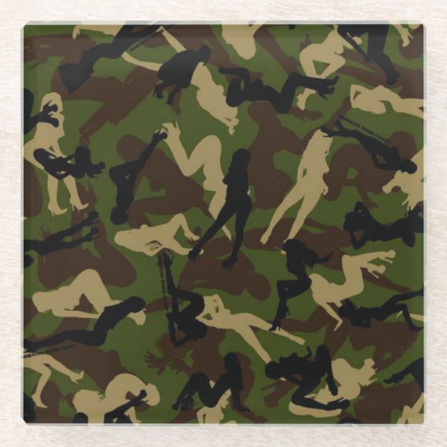 morning wood camouflage glass coaster (Front)