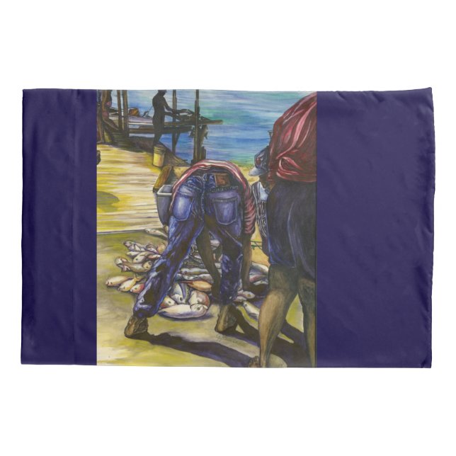 Morning's Catch, Harbour Island, Bahamas Pillowcase (Back)