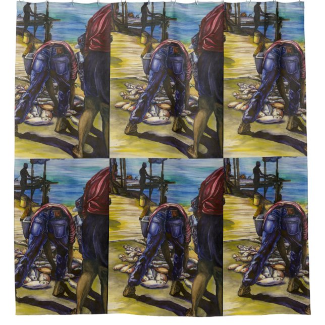 Morning's Catch, Harbour Island, Bahamas Shower Curtain (Front)
