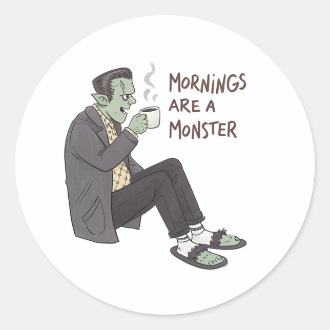 Mornings monster Printable Halloween sticker (Front)