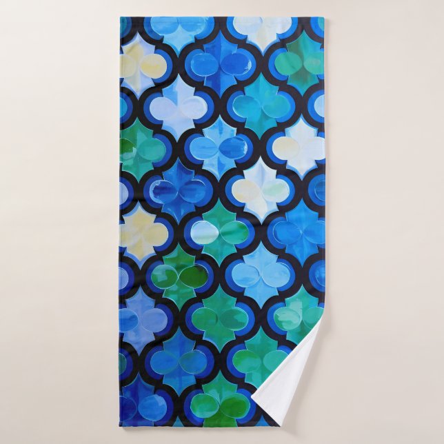 Moroccan abstract geometric pattern bath towel (Bath Towel)