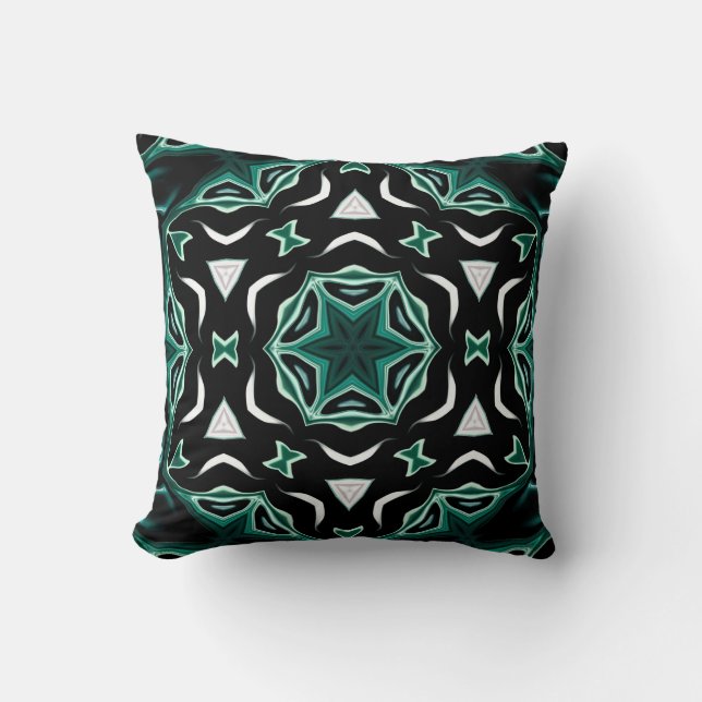 Moroccan african ethnic dark pattern kaleidoscope cushion (Front)