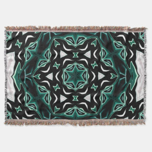 Moroccan african ethnic dark pattern kaleidoscope throw blanket
