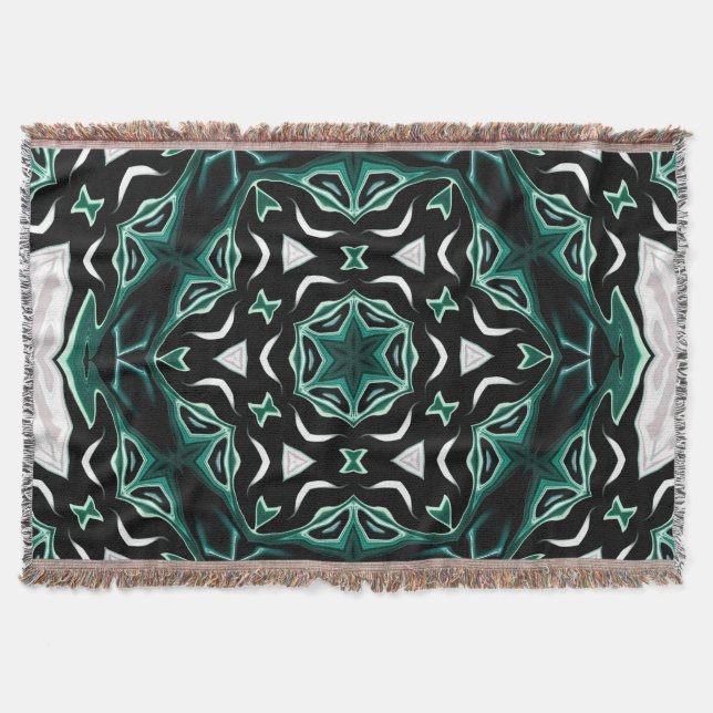 Moroccan african ethnic dark pattern kaleidoscope throw blanket (Front)