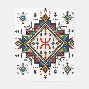 Moroccan Amazigh Embroidery Fleece Blanket Tradi