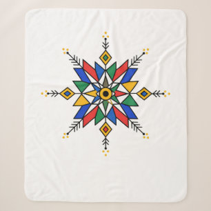 Moroccan Amazigh Geometric Pattern Traditional B Sherpa Blanket