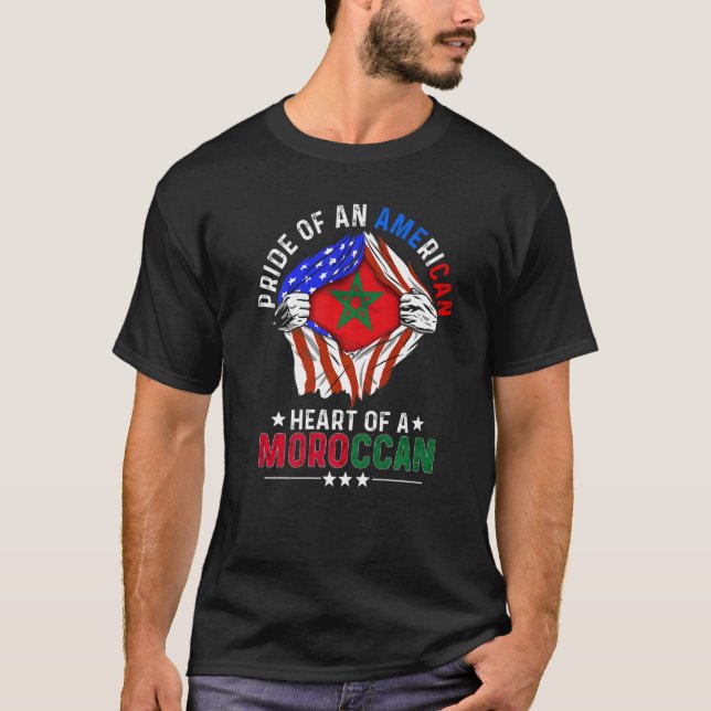 Moroccan American America Pride Foreign Country Mo T-Shirt (Front)