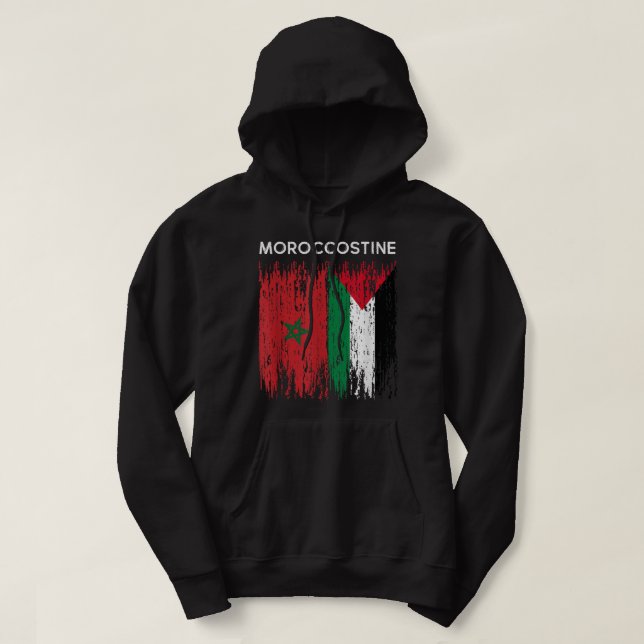 Moroccan and Palestinian flag Morocco and palestin Hoodie (Design Front)