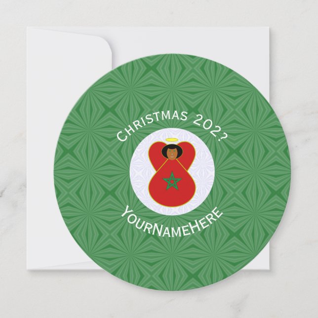 Moroccan Angel Christmas Flag Personalised  Invitation (Front)