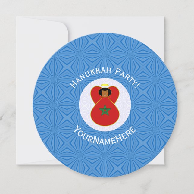 Moroccan Angel Hanukkah Flag Personalised  Invitation (Front)
