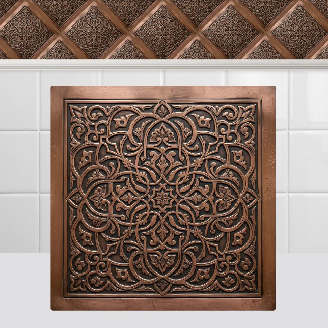 Moroccan Antique Copper Arabesque Geometric Metal Tile (Moroccan Antique Copper Arabesque Geometric Metal Ceramic Tile)