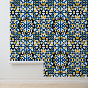 Moroccan Arabesque Geometric Zellij Textured  Wallpaper