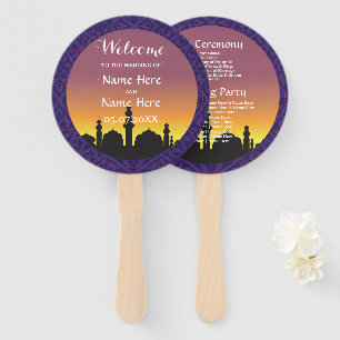 Moroccan Arabian Nights Wedding Program Hand Fan