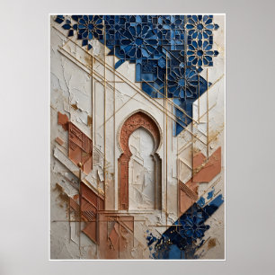 Moroccan Architecture Blue and Ochre Poster