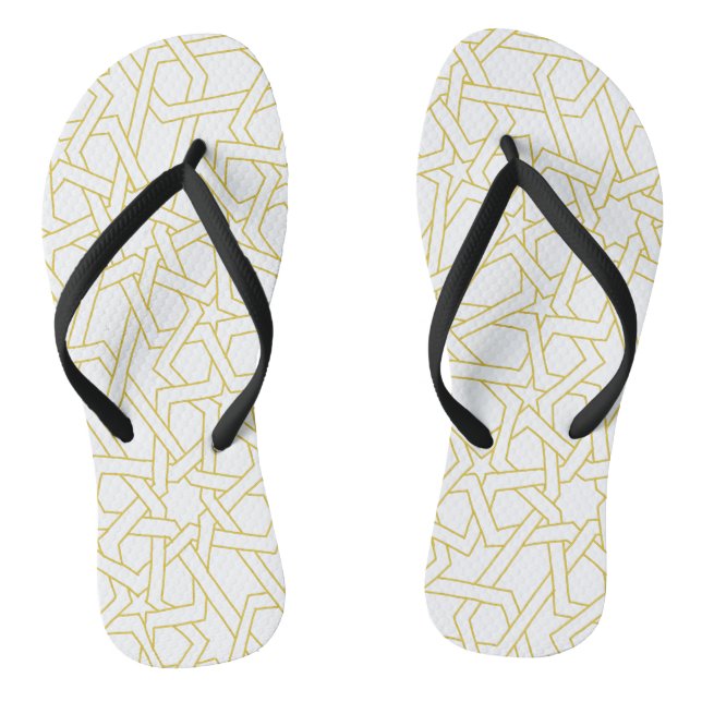 Moroccan art design on gold colour flip flops (Footbed)